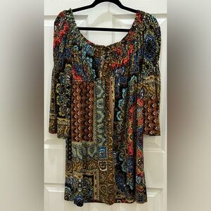 Muse boho Multi-colored Dress Long Sleeve Size 6 excellent condition as new!!